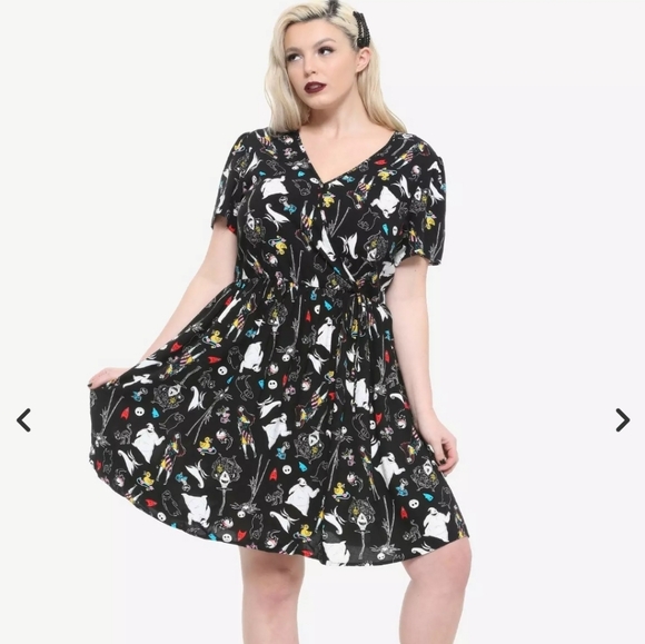Disney Nightmare Before Christmas Black Patterned Faux Wrap Dress size 3X - Picture 8 of 8